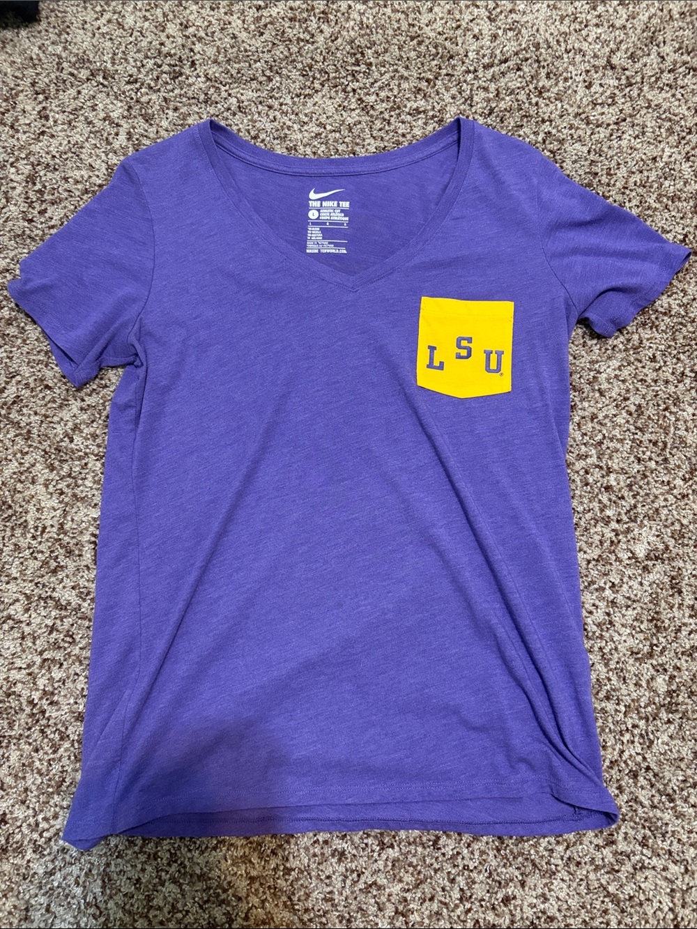 Nike Purple Tee with Yellow LSU Pocket